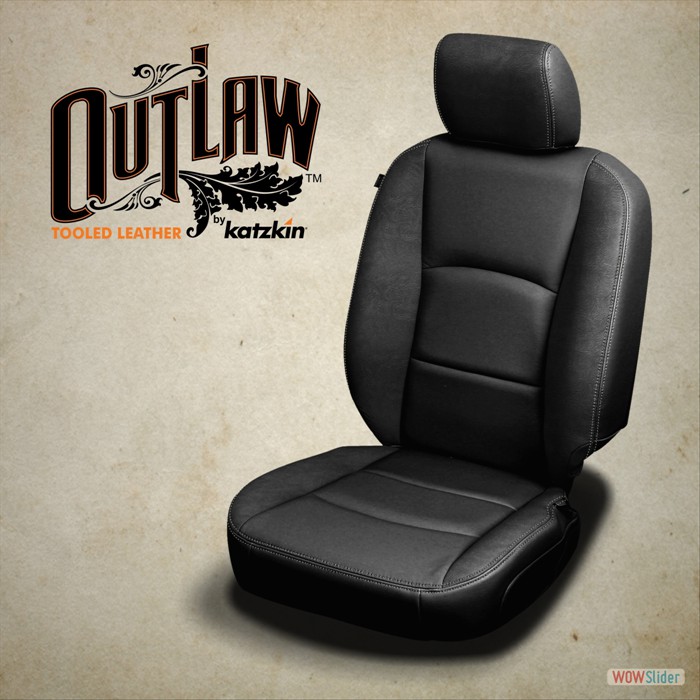 Black wrap, Outlaw Black wings and headrest, Silver contrast all stitch