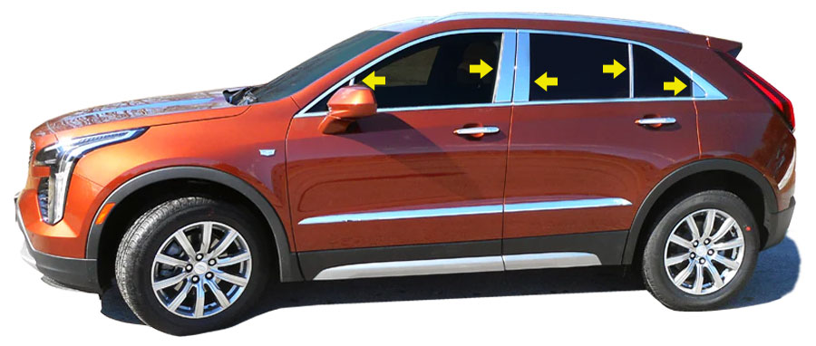 thumbnail image 2 of Shiny Chrome Pillar Post Trim For 2019-2025 Cadillac XT6 – 14Pc Stainless Steel Door Cover Kit 2 of 6