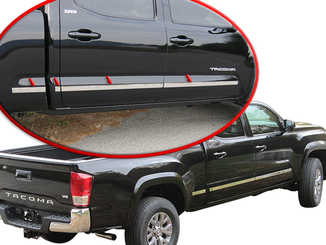 4-Door, Pickup Truck, Double Cab, 6 Bed 707Motoring Stainless Polished Chrome Body Molding Insert Trim Kit Compatible with Toyota Tacoma 2016-2020 1.5 Width 8PC 