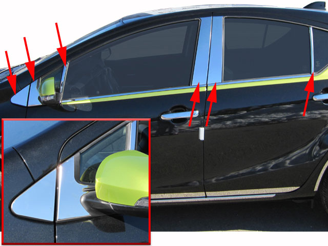 Toyota Prius C Chrome Pillar Post Trim