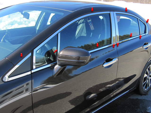 FOR 2012 2013 Honda Civic Sedan Chrome 4 Door Handle covers Mirror Covers Trim 