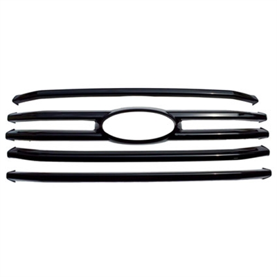 Gloss Black Front Bumper Grille For 2015-2017 Ford F-150 F150 - Horizontal Billet Style, No Camera Hole, US Seller